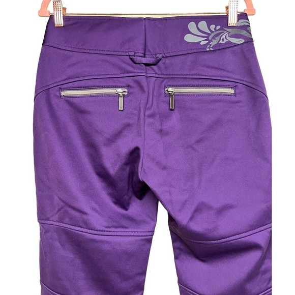 Athleta Floral Design Soft Shell Fleece Lined Ski/Snow Pants Purple Size 6 Tall - Picture 4 of 10